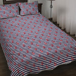Blue Striped Nautical Anchor Print Quilt Bed Set