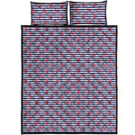 Blue Striped Nautical Anchor Print Quilt Bed Set
