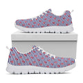 Blue Striped Nautical Anchor Print White Running Shoes