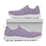 Blue Striped Nautical Anchor Print White Sneakers