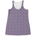 Blue Striped Nautical Anchor Print Women's Racerback Tank Top