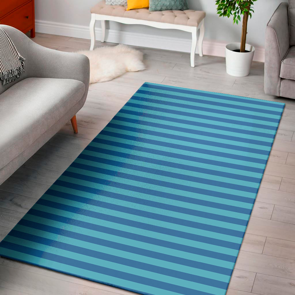 Blue Striped Pattern Print Area Rug