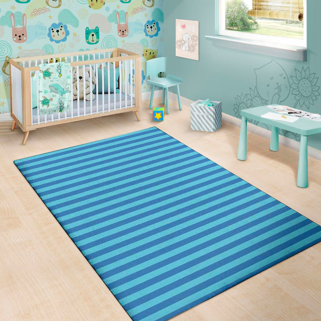 Blue Striped Pattern Print Area Rug