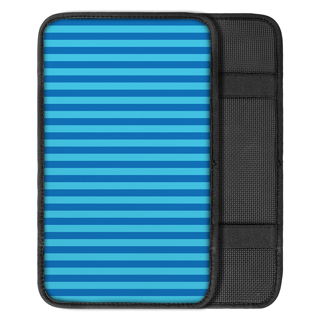 Blue Striped Pattern Print Car Center Console Cover