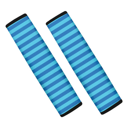 Blue Striped Pattern Print Car Seat Belt Covers