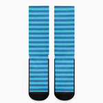 Blue Striped Pattern Print Crew Socks