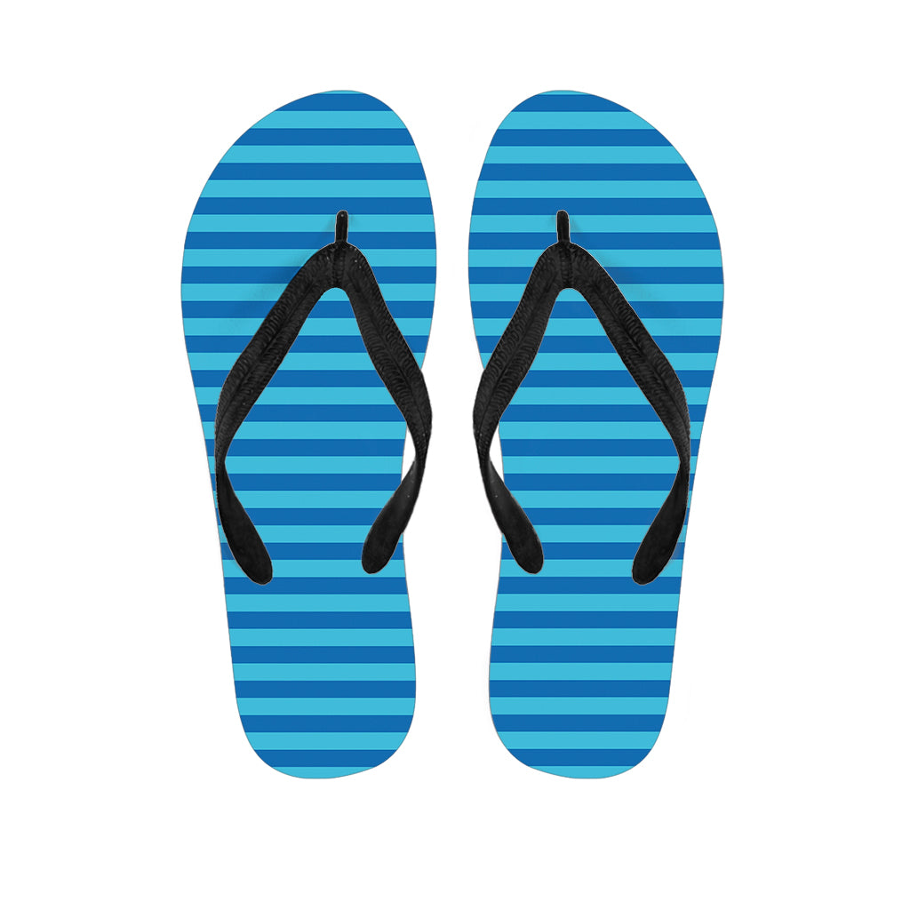 Blue Striped Pattern Print Flip Flops