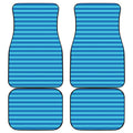 Blue Striped Pattern Print Front and Back Car Floor Mats