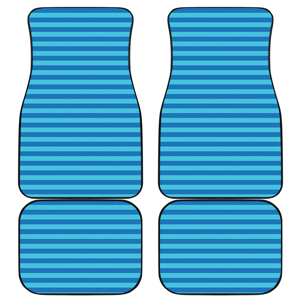 Blue Striped Pattern Print Front and Back Car Floor Mats