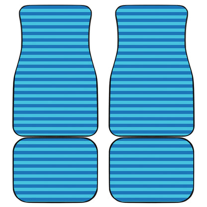Blue Striped Pattern Print Front and Back Car Floor Mats