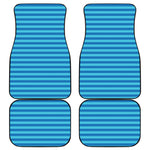 Blue Striped Pattern Print Front and Back Car Floor Mats
