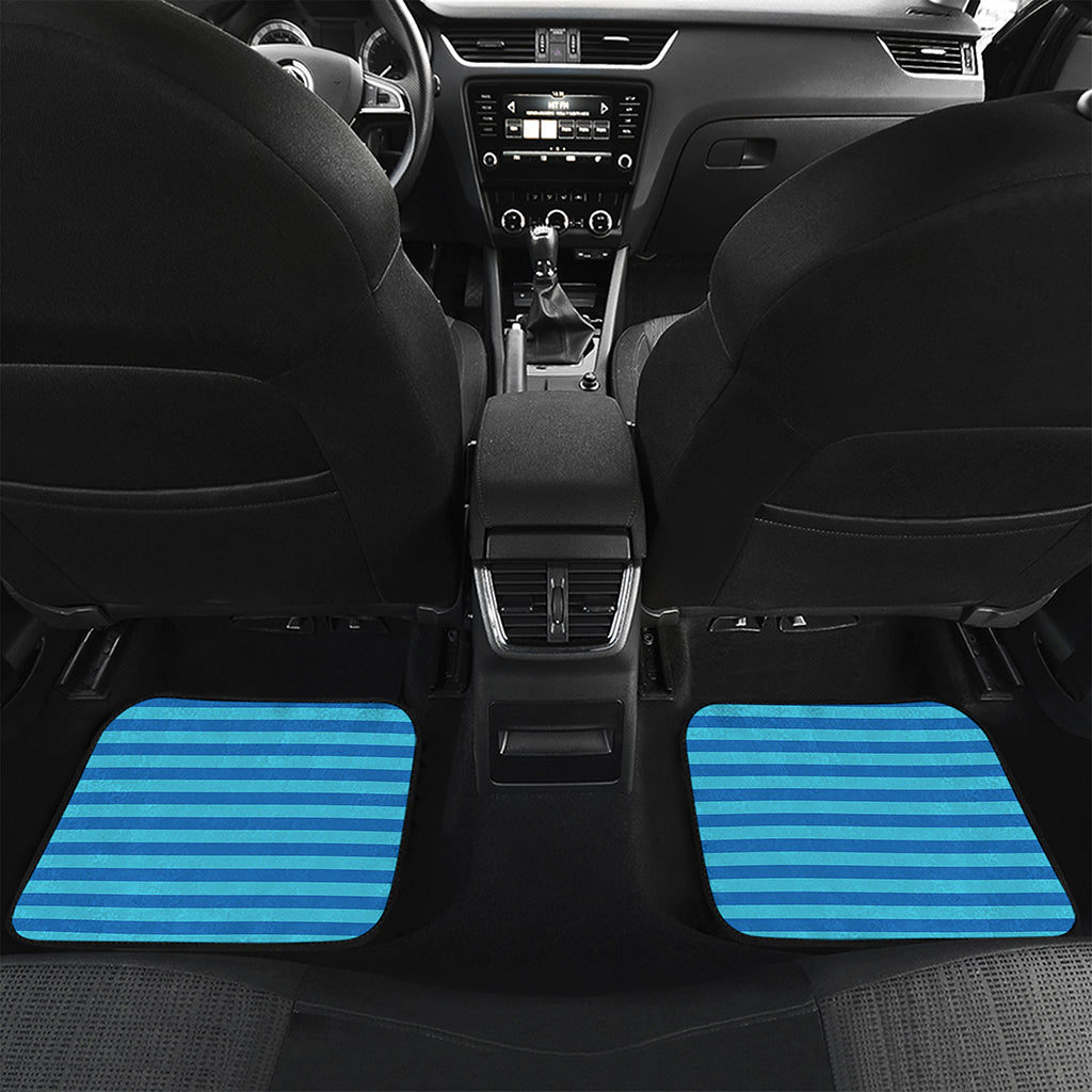 Blue Striped Pattern Print Front and Back Car Floor Mats