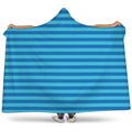 Blue Striped Pattern Print Hooded Blanket