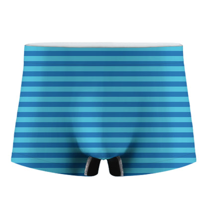 Blue Striped Pattern Print Men's Boxer Briefs