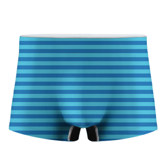 Blue Striped Pattern Print Men's Boxer Briefs