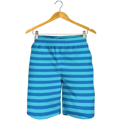 Blue Striped Pattern Print Men's Shorts