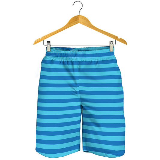 Blue Striped Pattern Print Men's Shorts