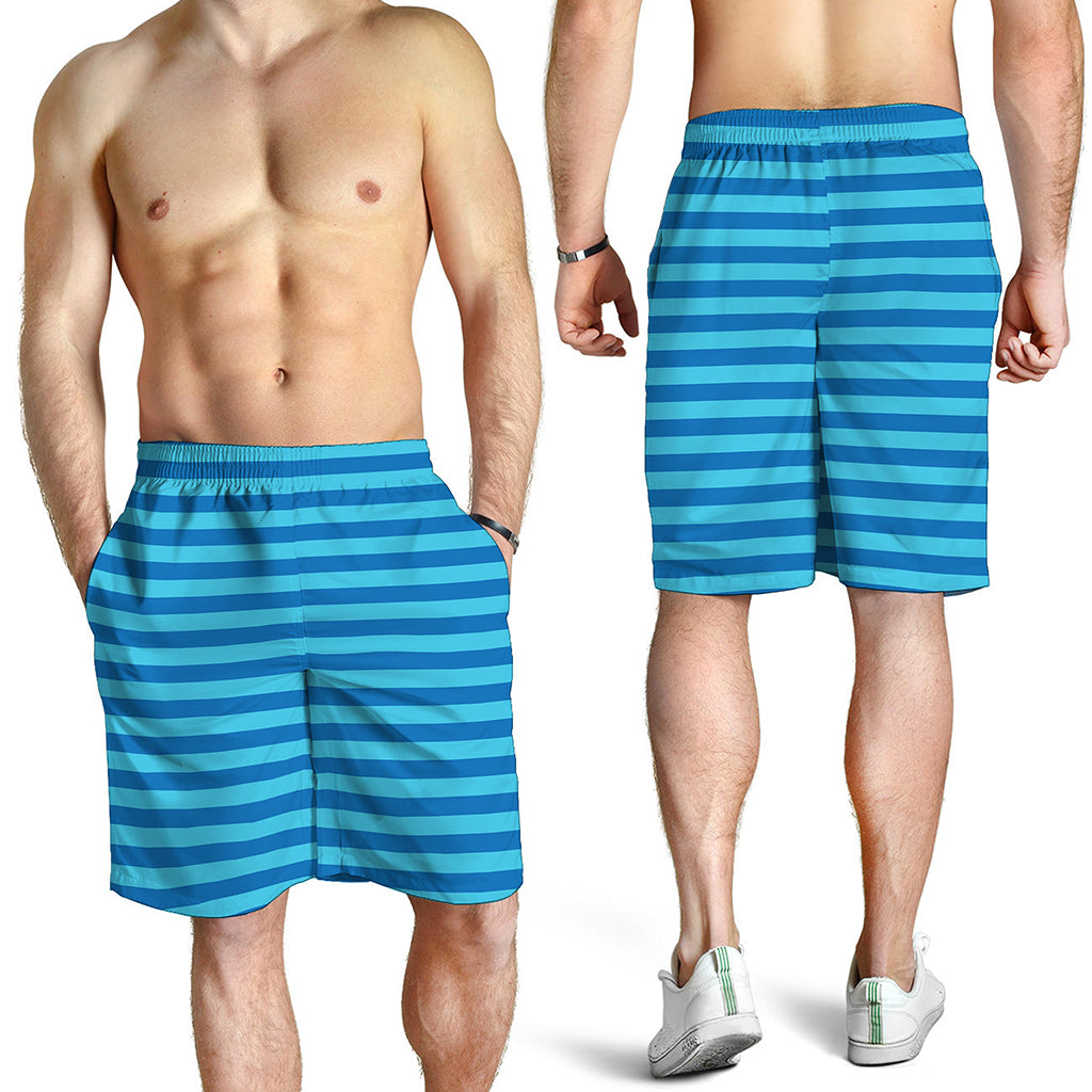 Blue Striped Pattern Print Men's Shorts