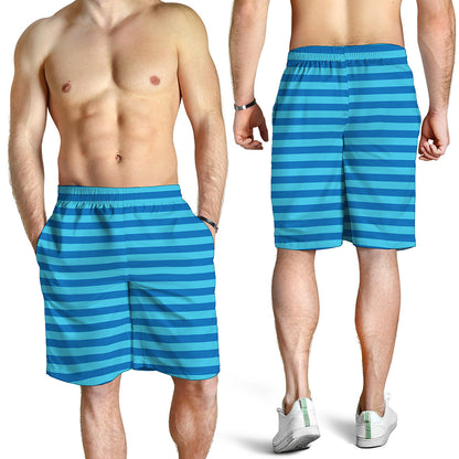 Blue Striped Pattern Print Men's Shorts