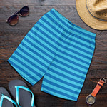 Blue Striped Pattern Print Men's Shorts