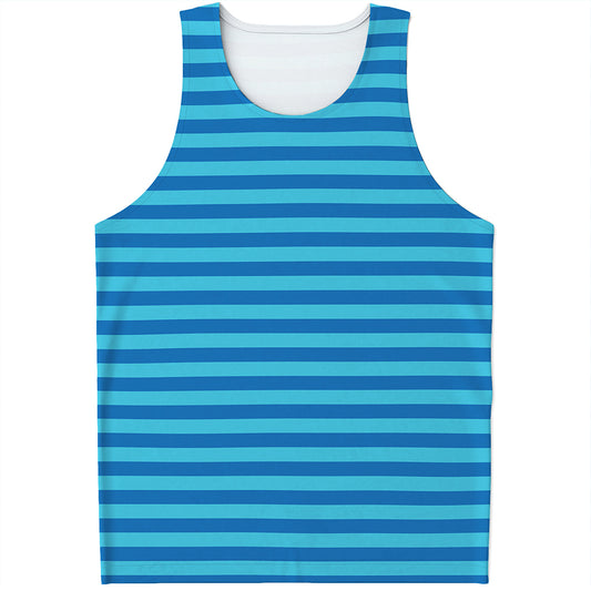 Blue Striped Pattern Print Men's Tank Top