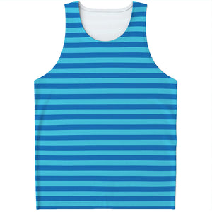 Blue Striped Pattern Print Men's Tank Top