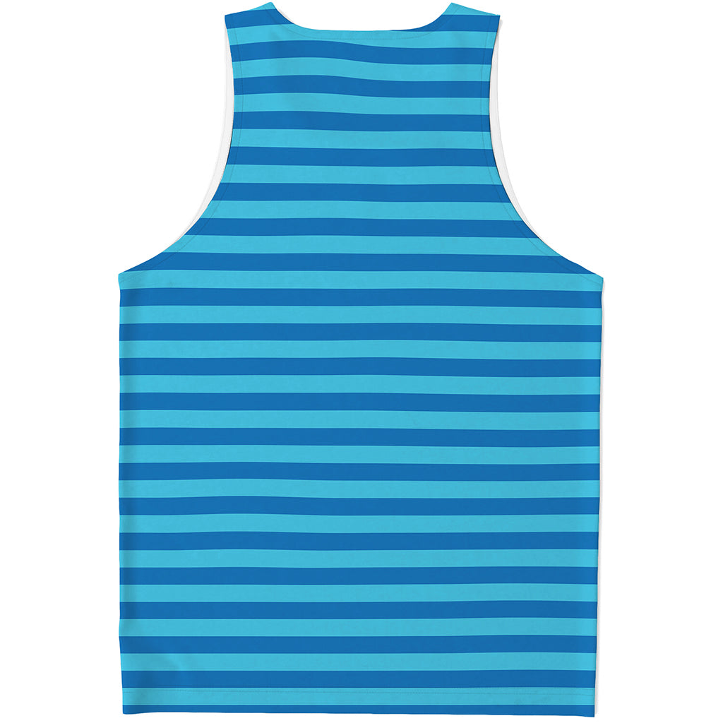 Blue Striped Pattern Print Men's Tank Top