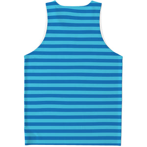 Blue Striped Pattern Print Men's Tank Top