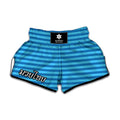 Blue Striped Pattern Print Muay Thai Boxing Shorts