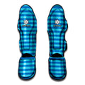 Blue Striped Pattern Print Muay Thai Shin Guards