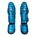 Blue Striped Pattern Print Muay Thai Shin Guard