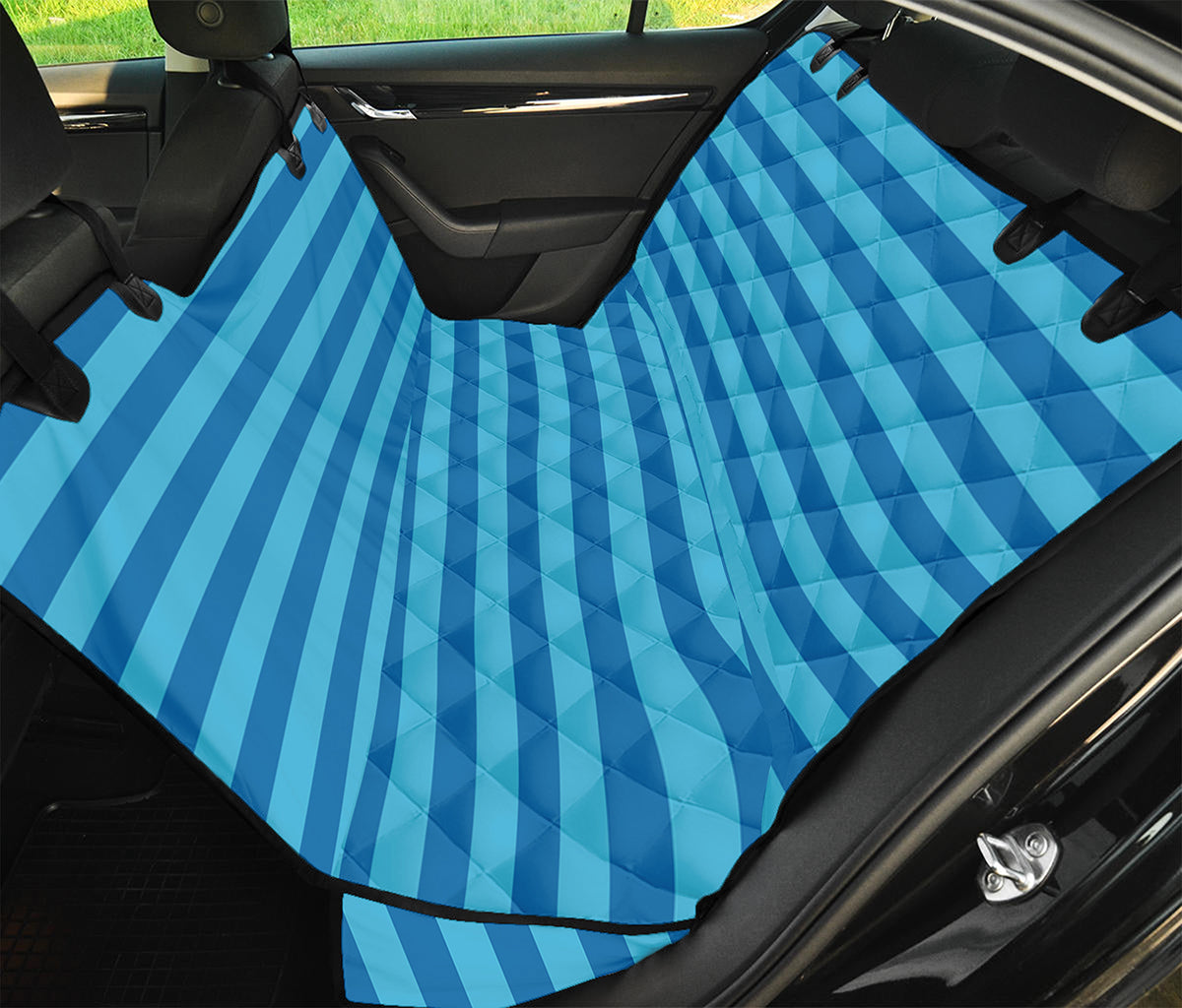 Blue Striped Pattern Print Pet Car Back Seat Cover