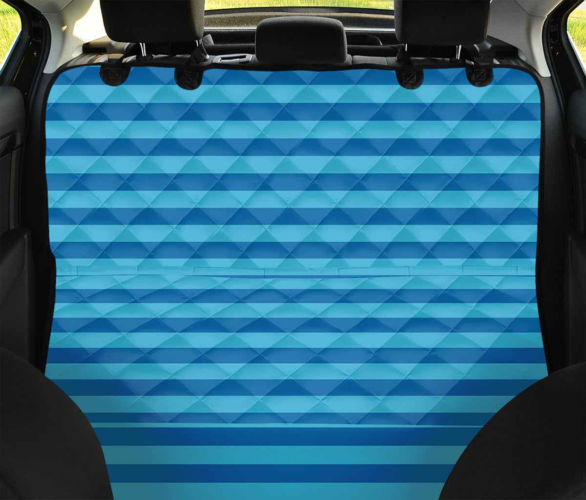 Blue Striped Pattern Print Pet Car Back Seat Cover