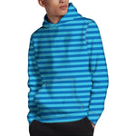 Blue Striped Pattern Print Pullover Hoodie