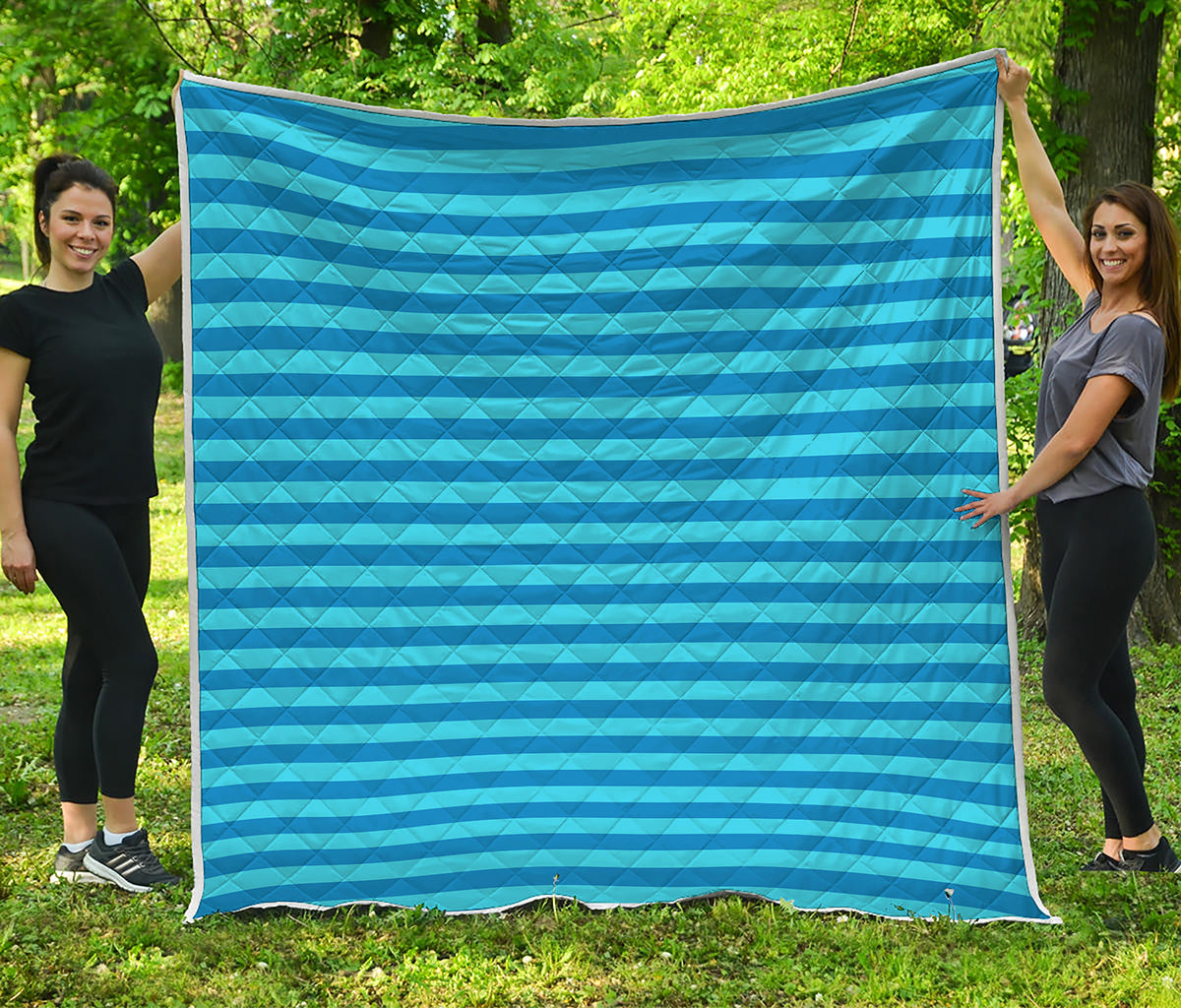Blue Striped Pattern Print Quilt