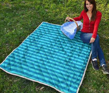 Blue Striped Pattern Print Quilt