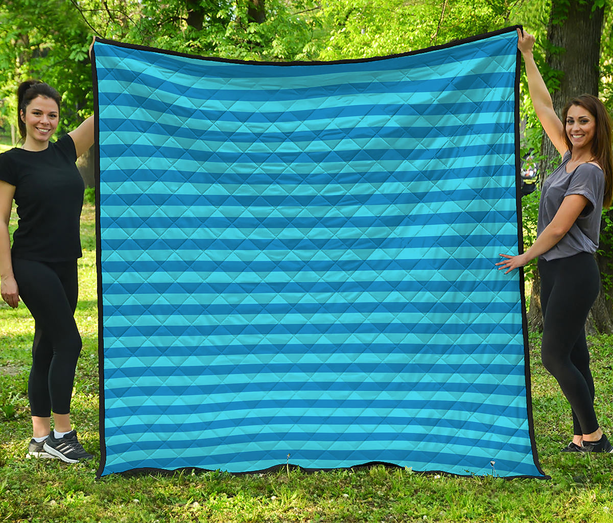 Blue Striped Pattern Print Quilt