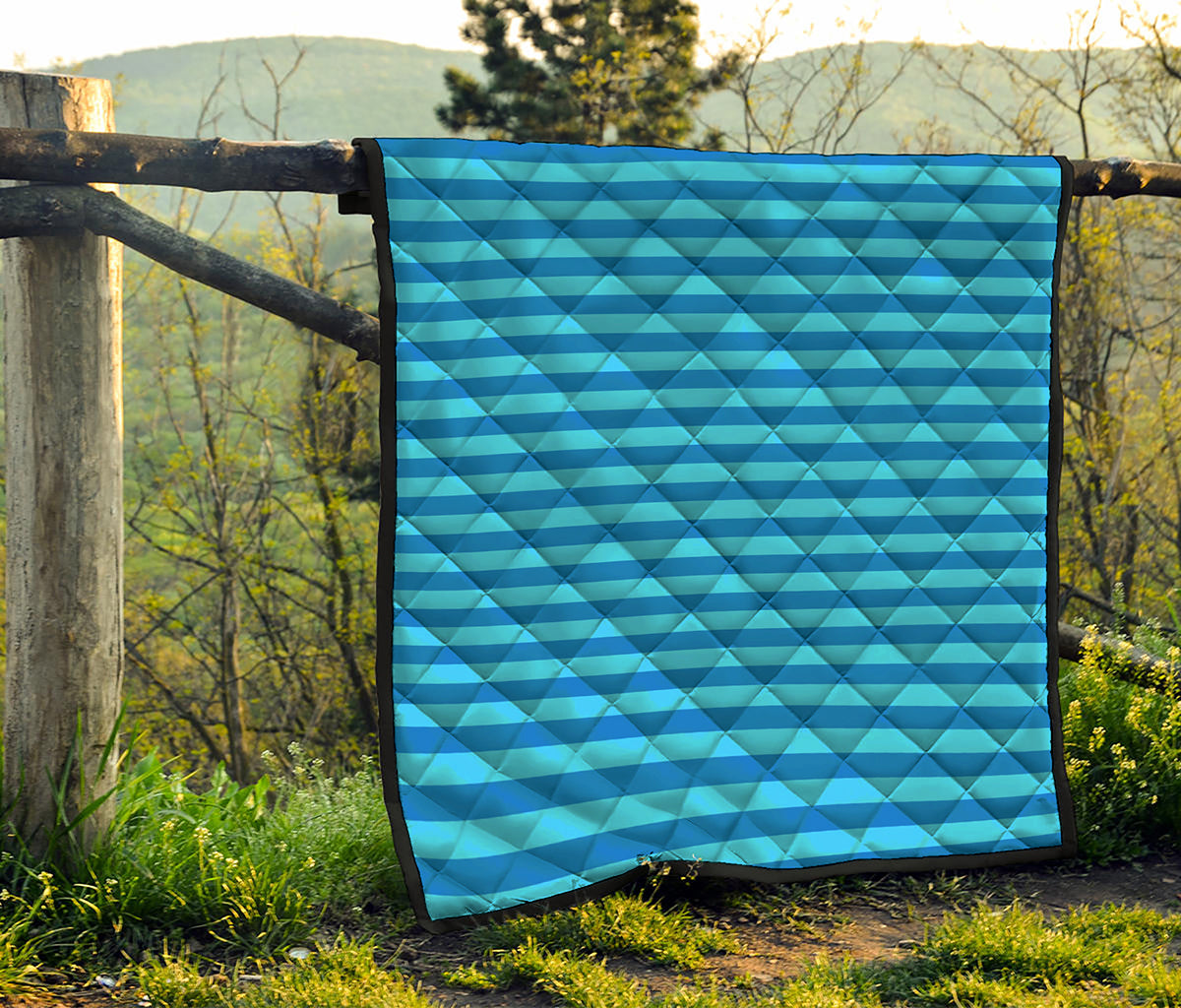 Blue Striped Pattern Print Quilt