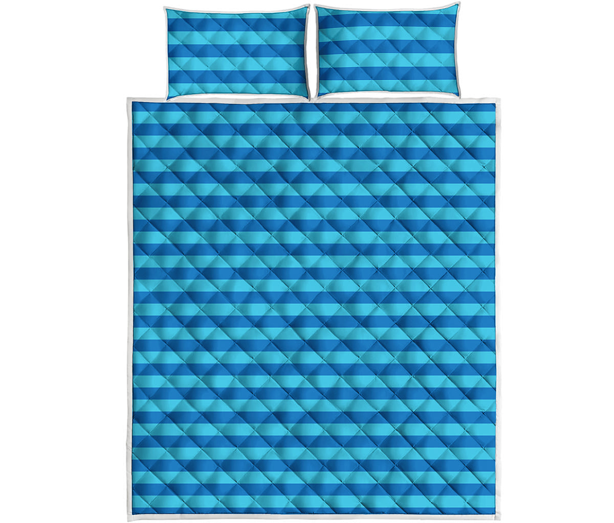 Blue Striped Pattern Print Quilt Bed Set