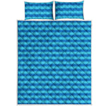 Blue Striped Pattern Print Quilt Bed Set