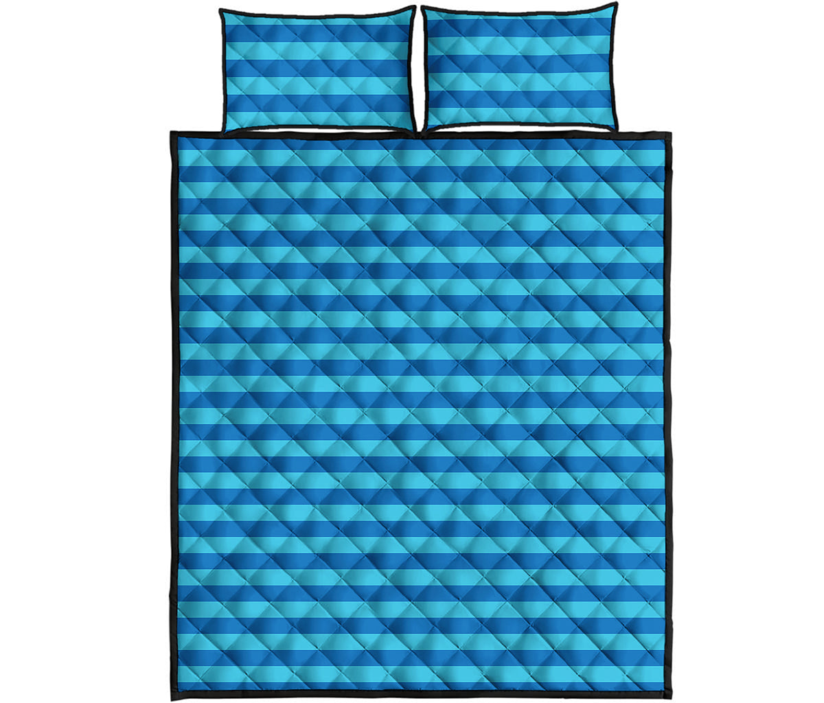 Blue Striped Pattern Print Quilt Bed Set