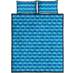 Blue Striped Pattern Print Quilt Bed Set
