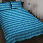 Blue Striped Pattern Print Quilt Bed Set