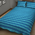 Blue Striped Pattern Print Quilt Bed Set