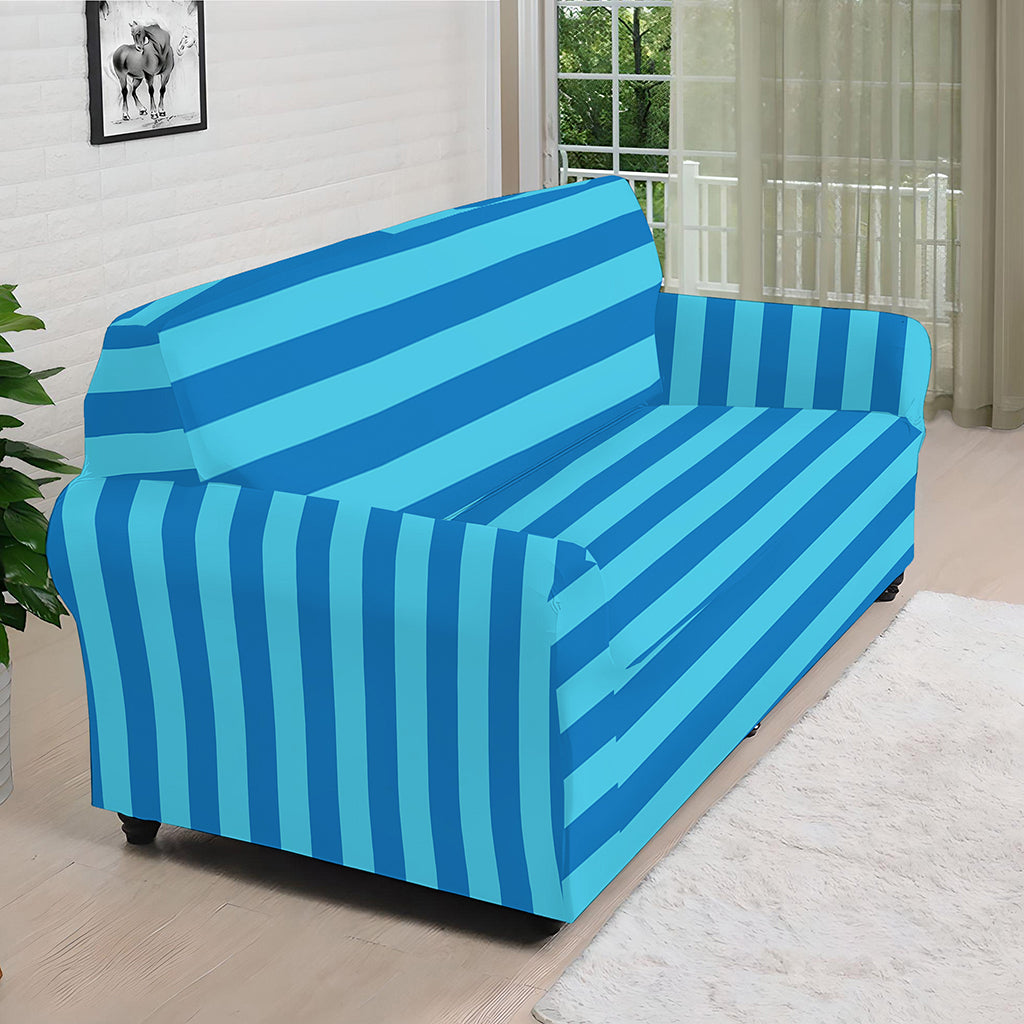 Blue Striped Pattern Print Sofa Cover