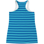 Blue Striped Pattern Print Women's Racerback Tank Top