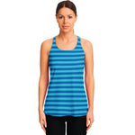 Blue Striped Pattern Print Women's Racerback Tank Top