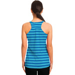 Blue Striped Pattern Print Women's Racerback Tank Top