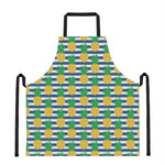 Blue Striped Pineapple Pattern Print Apron