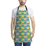 Blue Striped Pineapple Pattern Print Apron